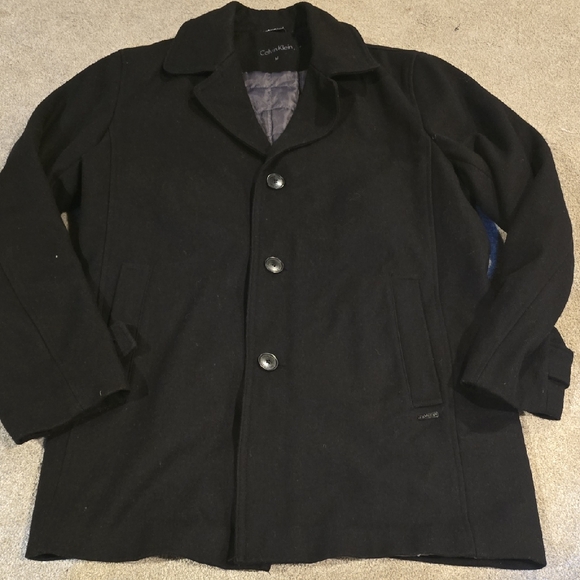 Calvin Klein Men's Classic Black Pea Coat - Picture 1 of 5